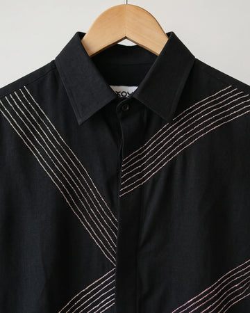 Parallel – Embroidered Black Shirt for Men