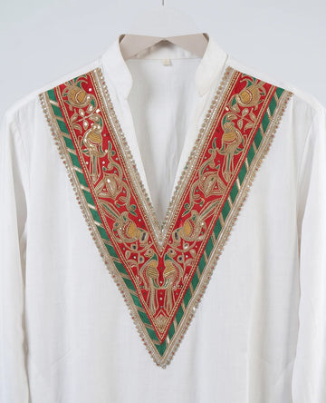 Royal Vow – Embroidered White Kurta Set for Men