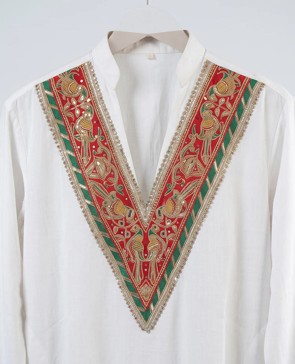 Royal Vow – Embroidered White Kurta Set for Men