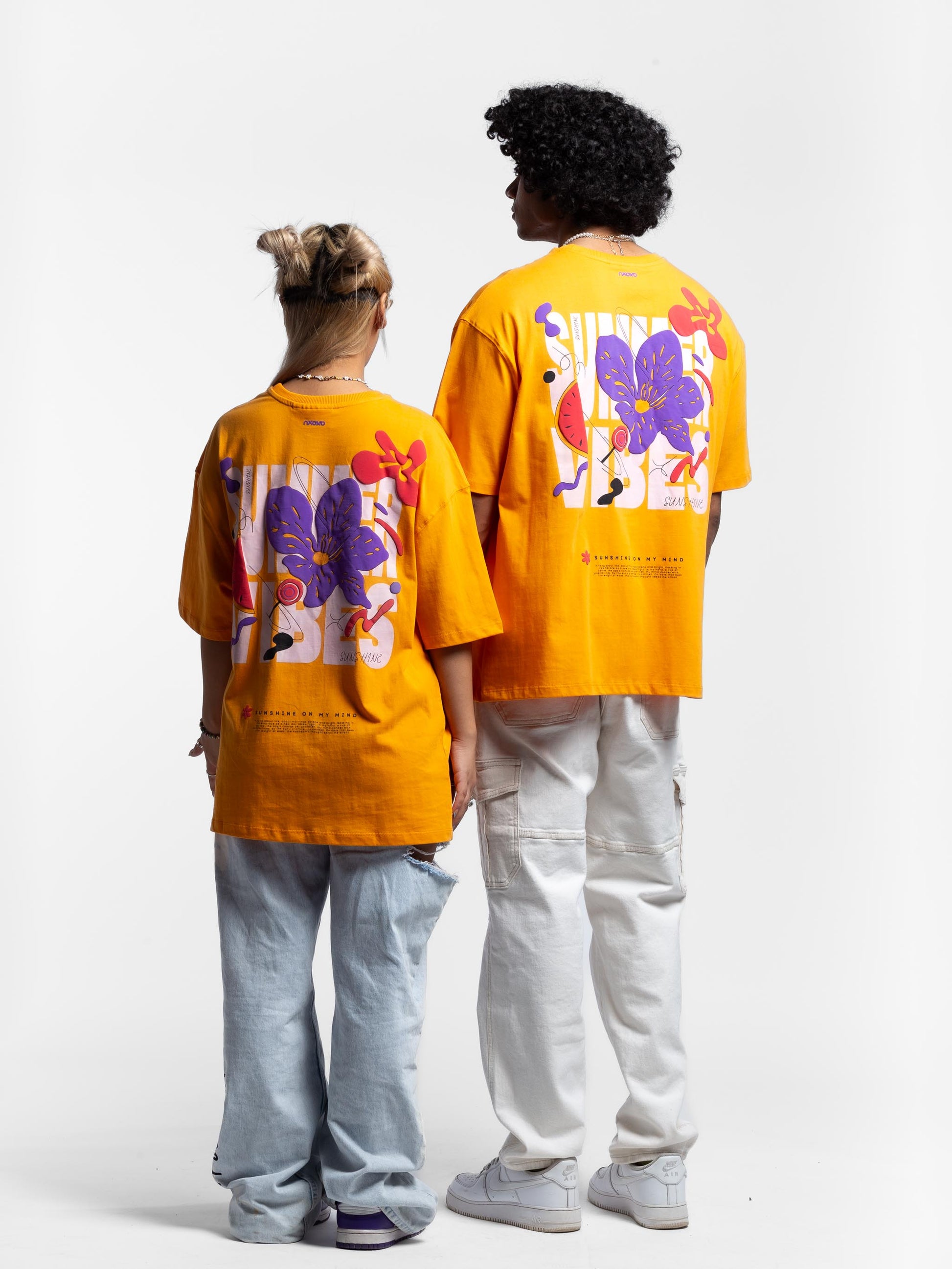 Printed Orange Oversized T-shirt Unisex