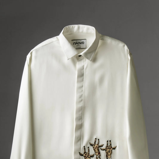 Above All – Cream Giraffe Embroidered Shirt