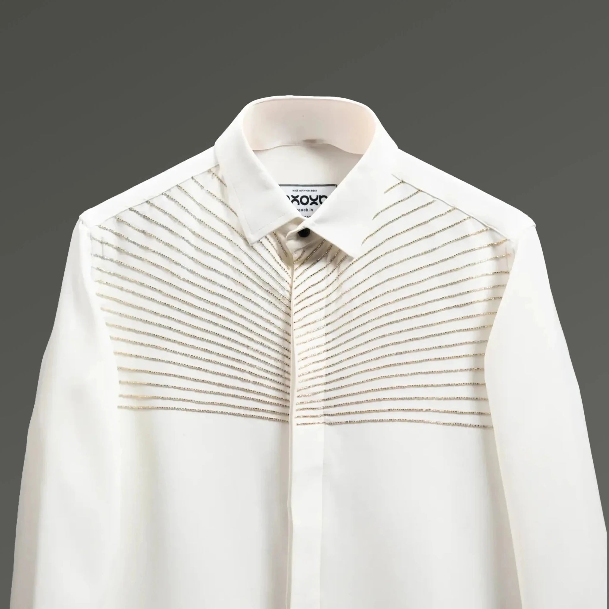 Luxury embroidered shirts geometric designs NOOOB Auric Rays gold radiating