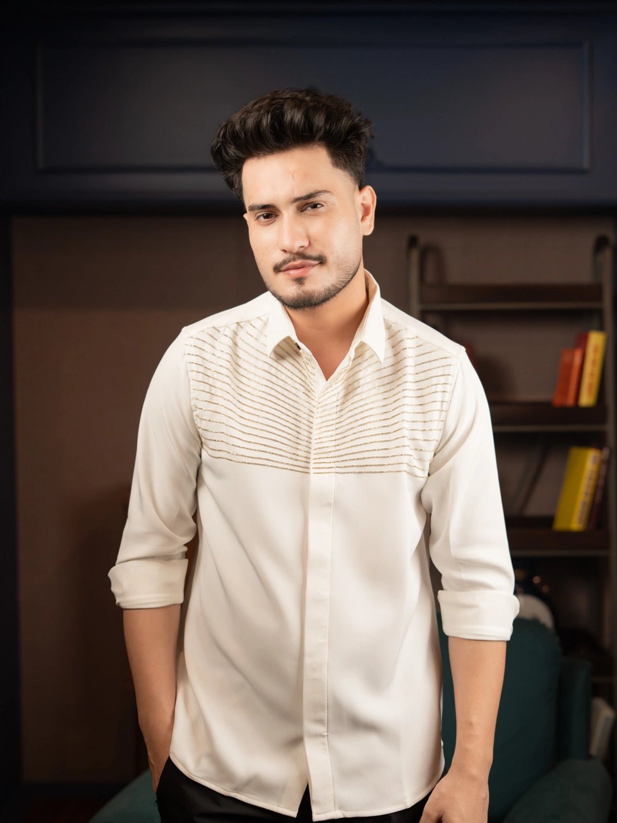 Auric Rays – Gold Embroidered Shirt