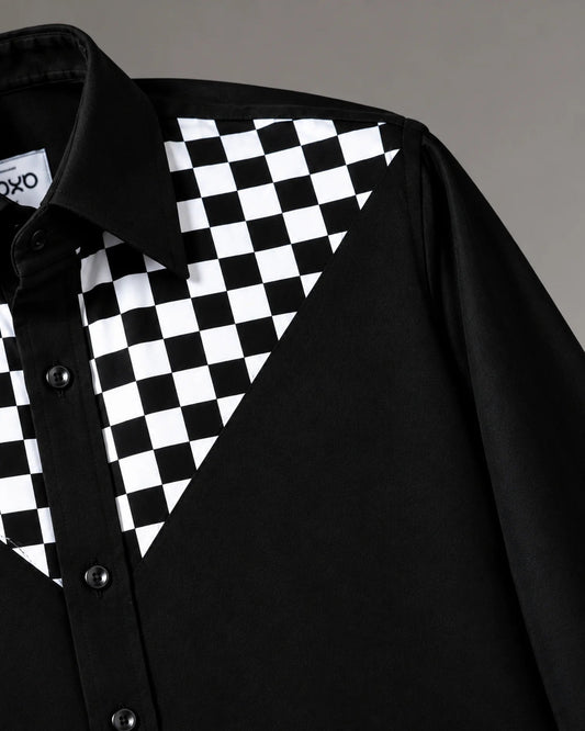 Binary Code – Black Geometric Shirt for Men