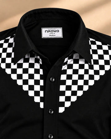 Binary Code – Black Geometric Shirt for Men
