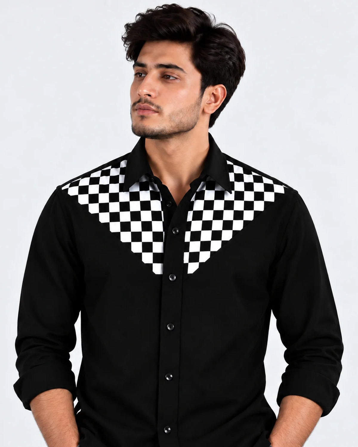 Binary Code – Black Geometric Shirt for Men