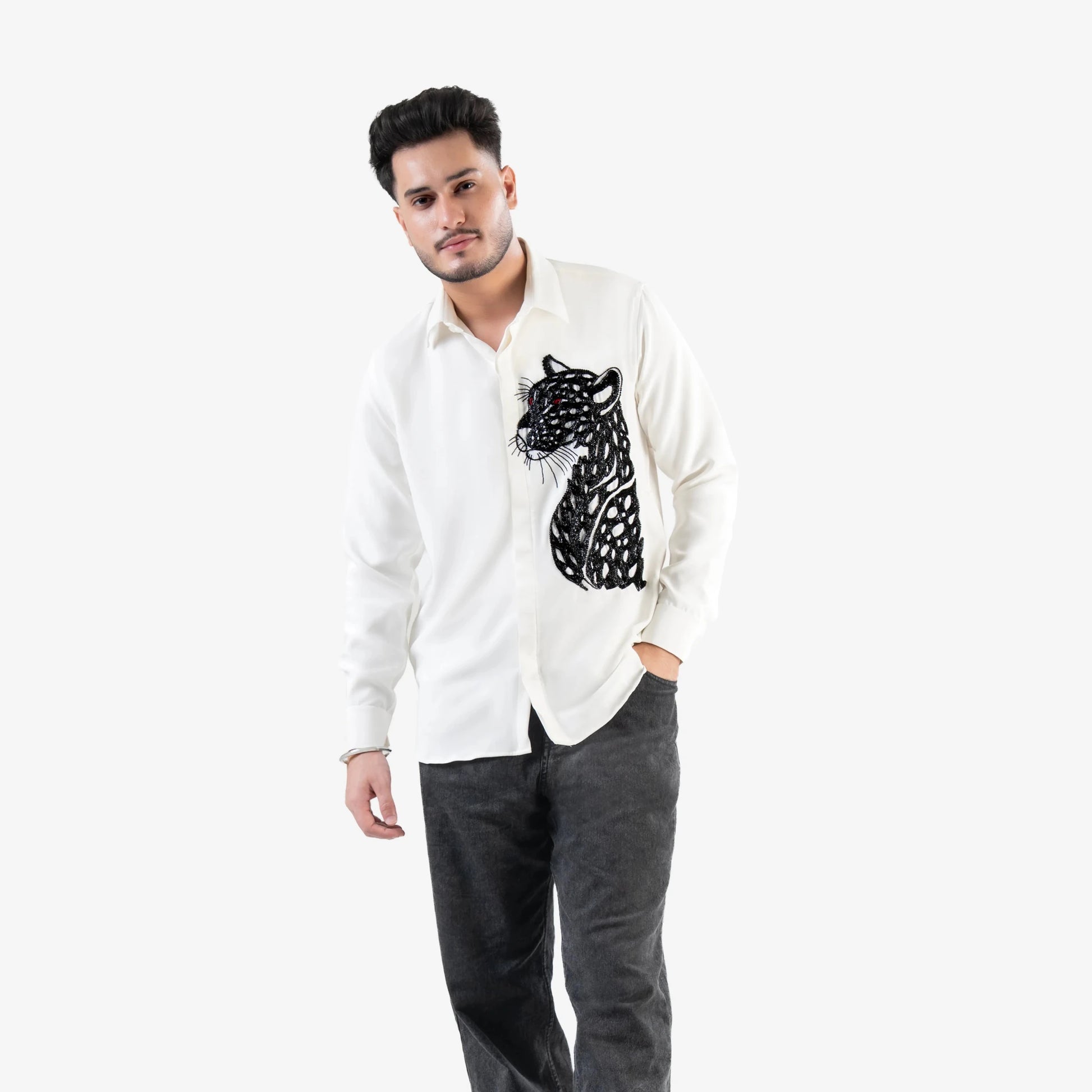 Crimson Prowl – Panther Embroidered Shirt