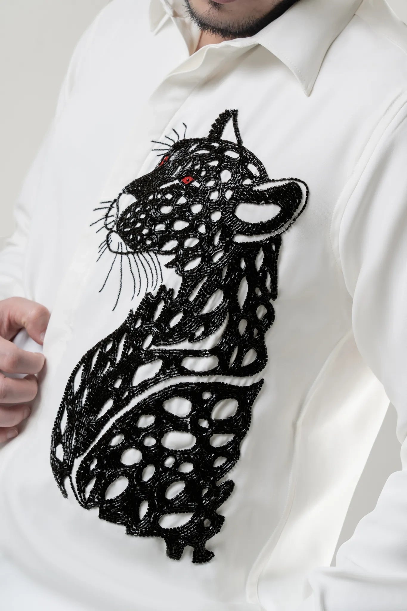 Panther Embroidered Premium White Shirt