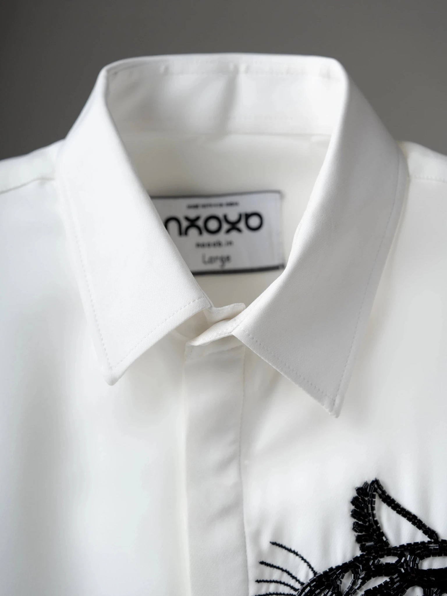 Panther Embroidered White Shirt for Men