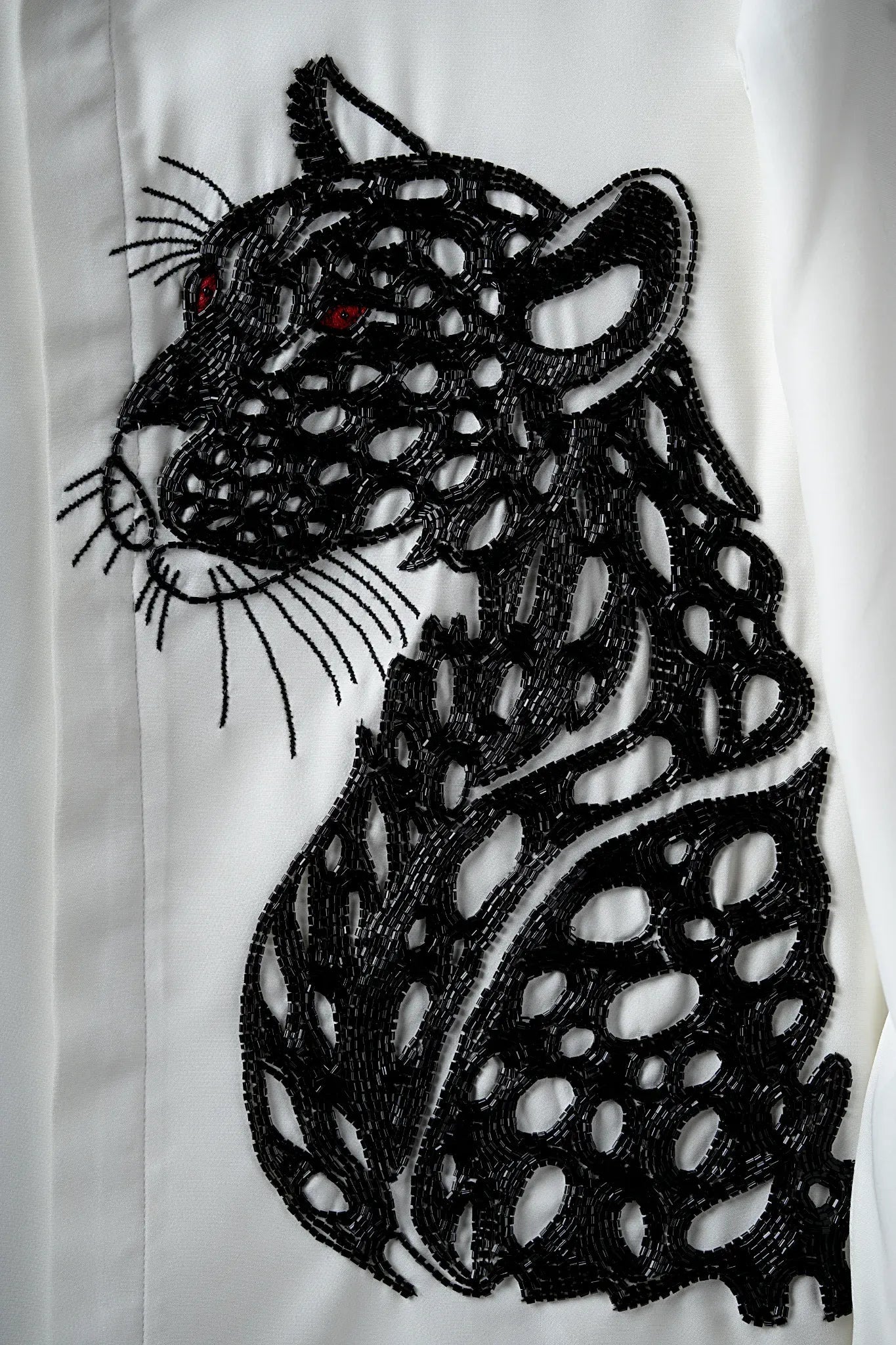 Panther Embroidered White Shirt