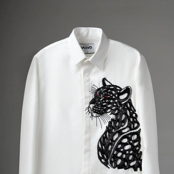 Crimson Prowl – Panther Embroidered Shirt