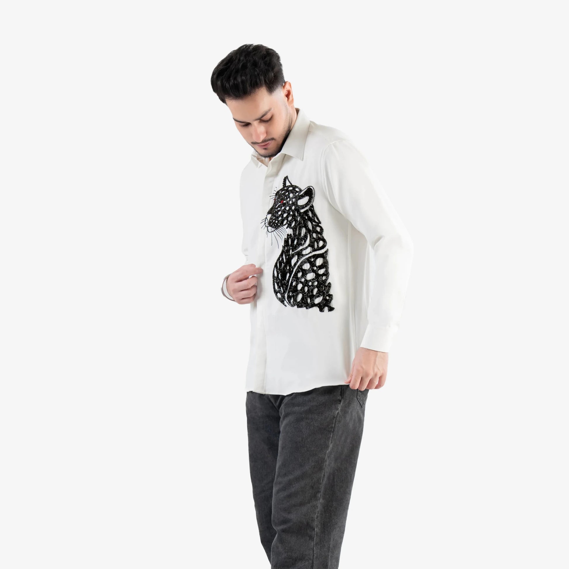 Crimson Prowl – Panther Embroidered Shirt