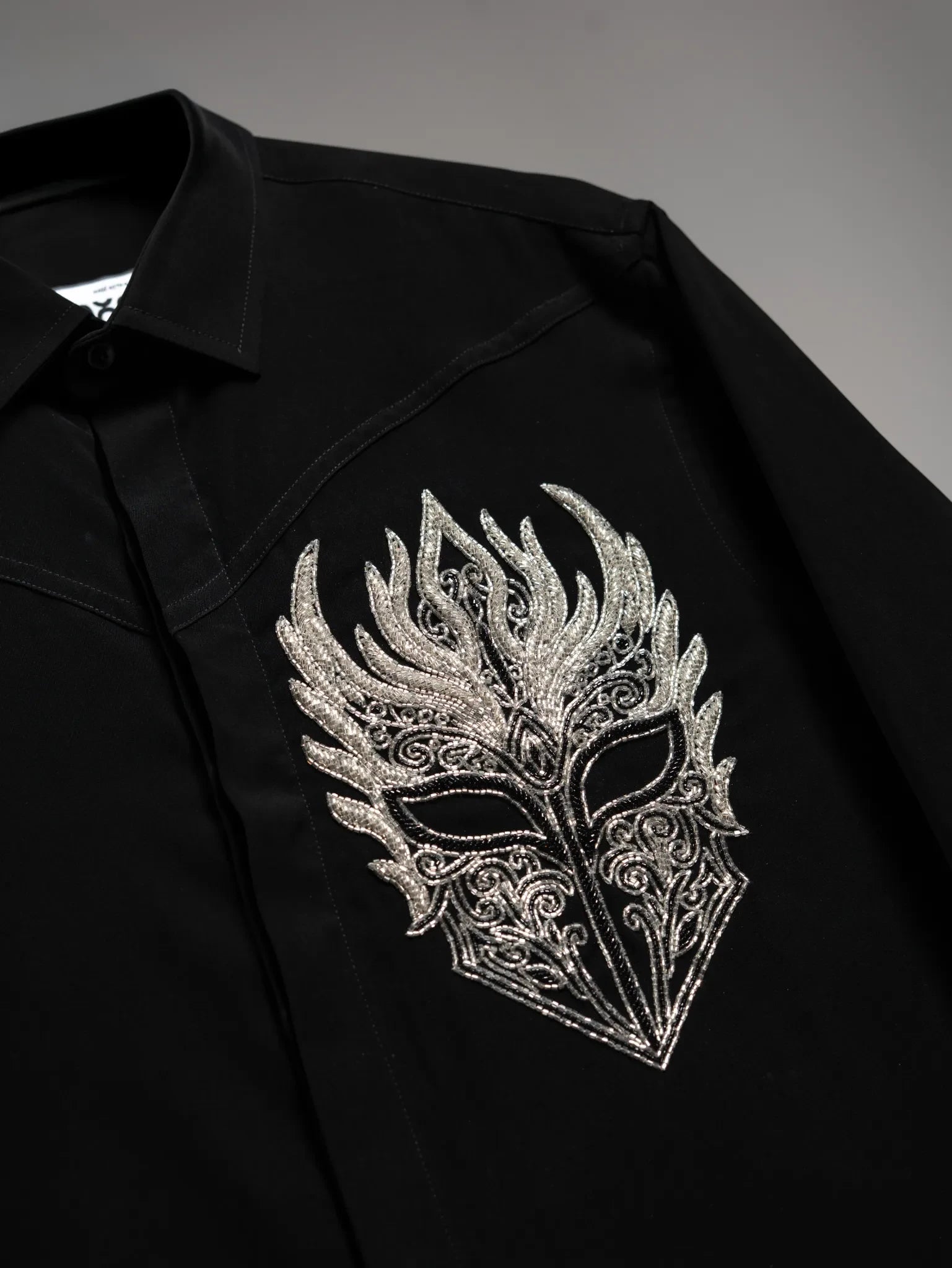 Crown of Shadow – Black Embroidered Shirt