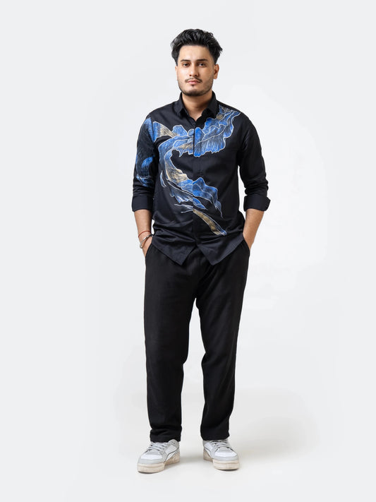 Deep Current – Hand - Painted Oceanic Shirt