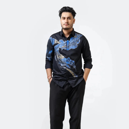 Deep Current – Hand - Painted Oceanic Shirt