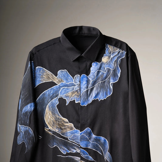 Deep Current – Hand - Painted Oceanic Shirt