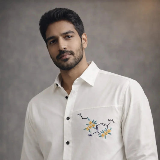 Dopamine Bloom – Molecular Embroidered Shirt