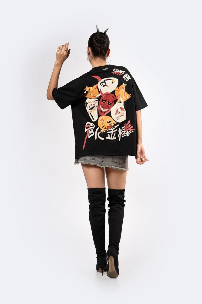 Black Oversized Printed Unisex T-Shirt