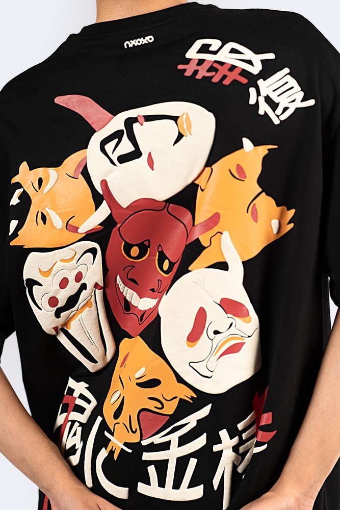 Oversized t-shirts NOOOB Echoes of Ritual black printed style