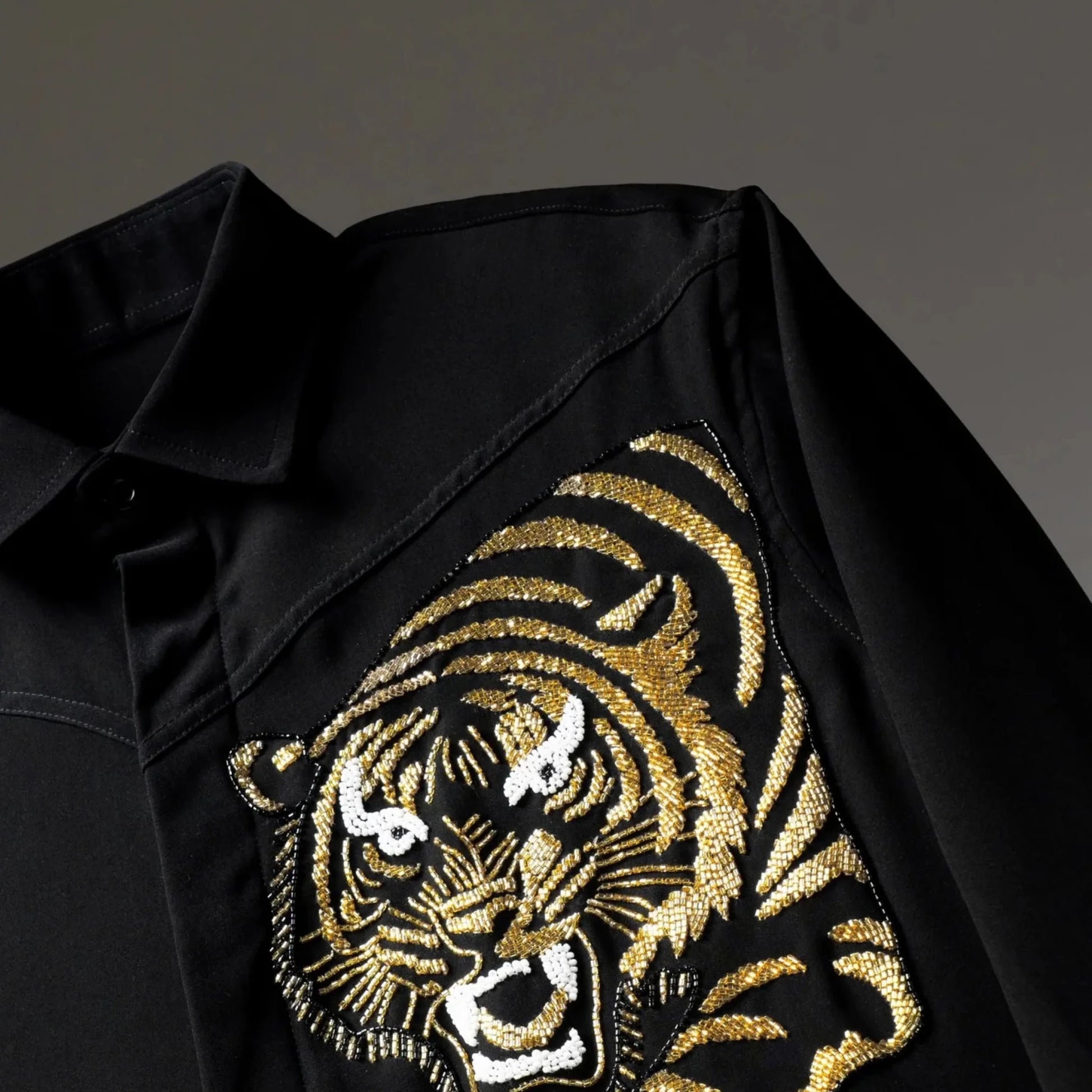 Golden Roar – Tiger Embroidered Shirt