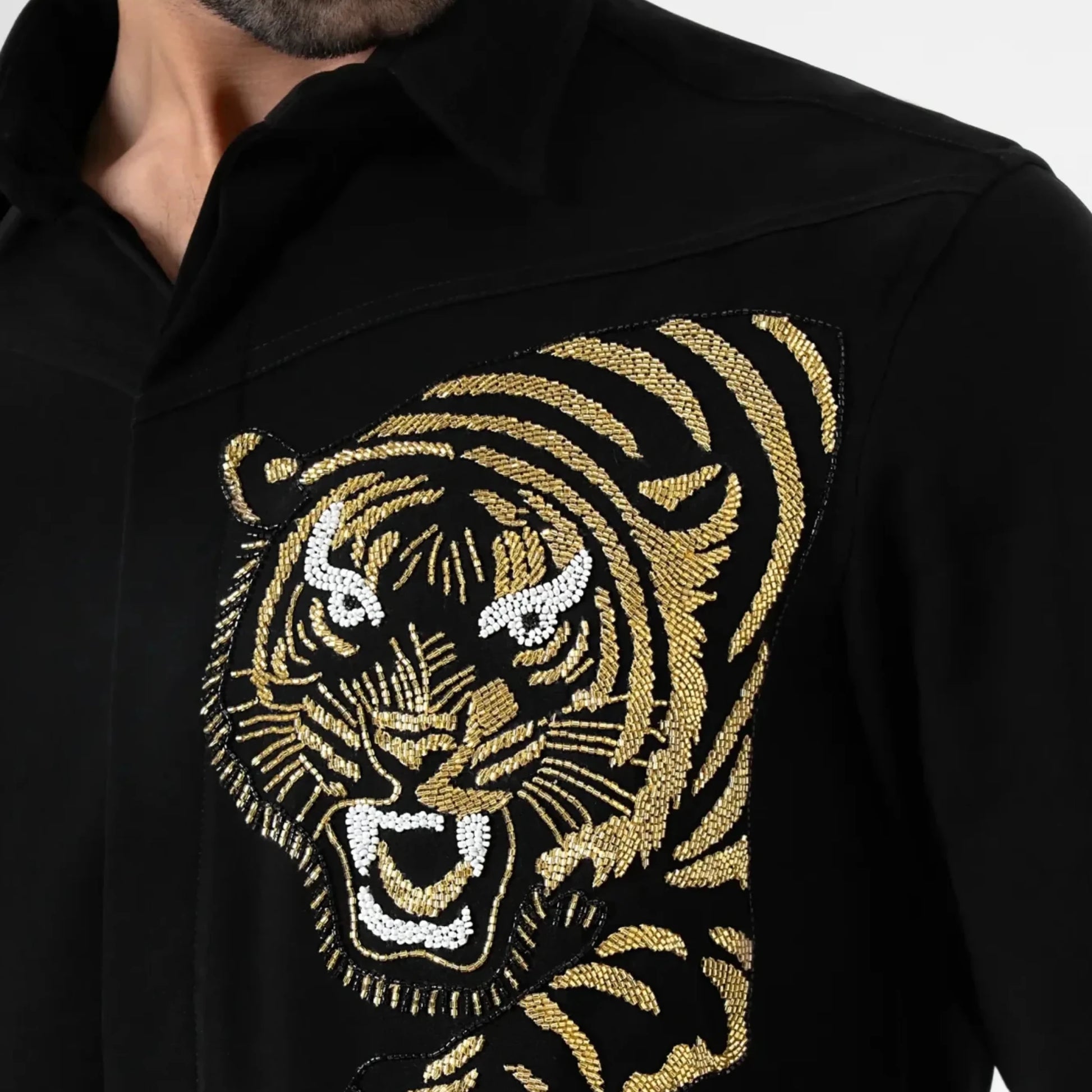Golden Roar – Tiger Embroidered Shirt
