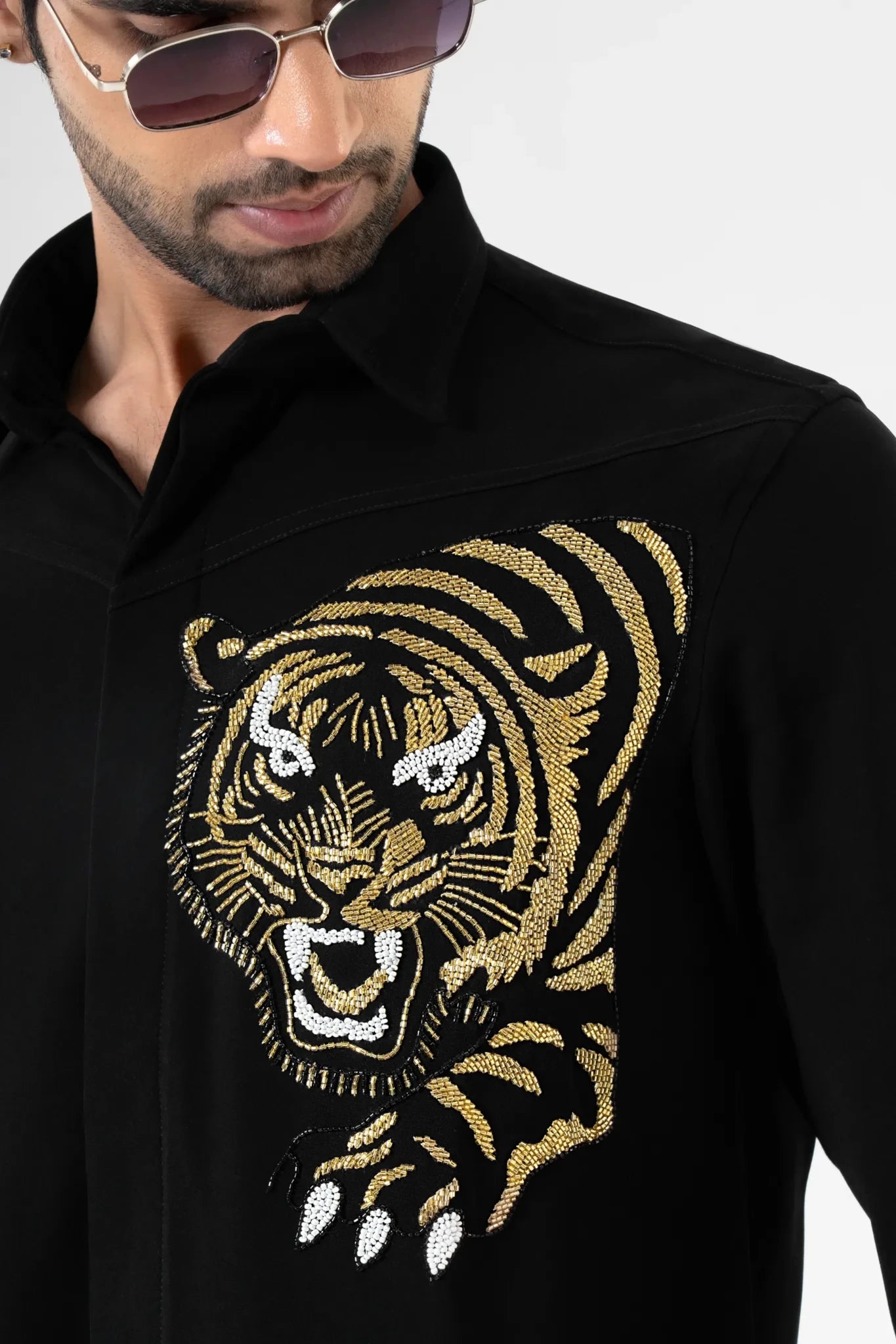 Tiger Embroidered Shirt for Men