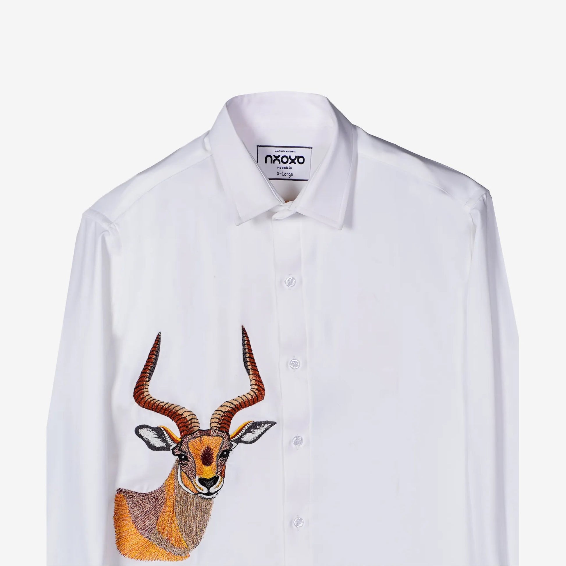 Golden Sentinel – Embroidered Antelope Shirt