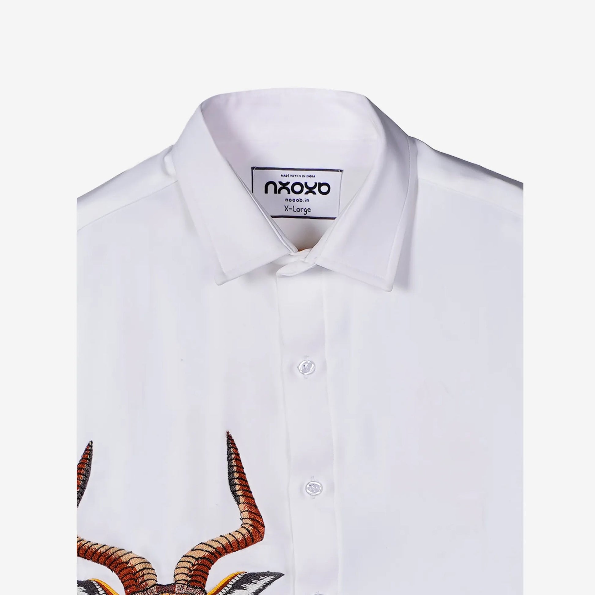 Golden Sentinel – Embroidered Antelope Shirt