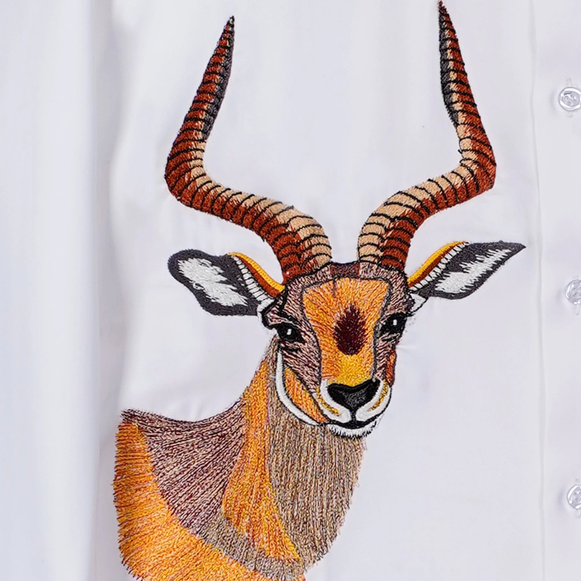 Golden Sentinel – Embroidered Antelope Shirt