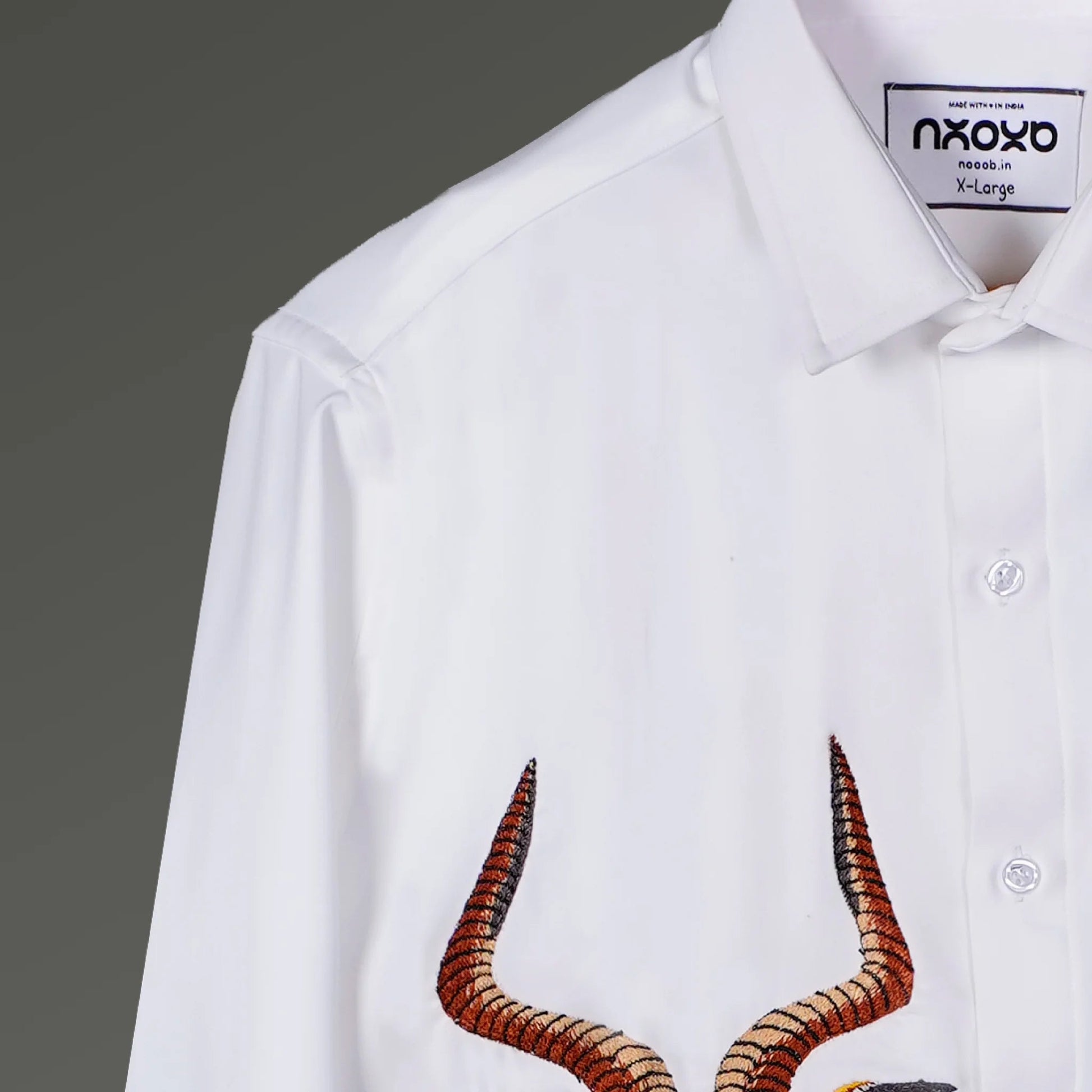 Golden Sentinel – Embroidered Antelope Shirt