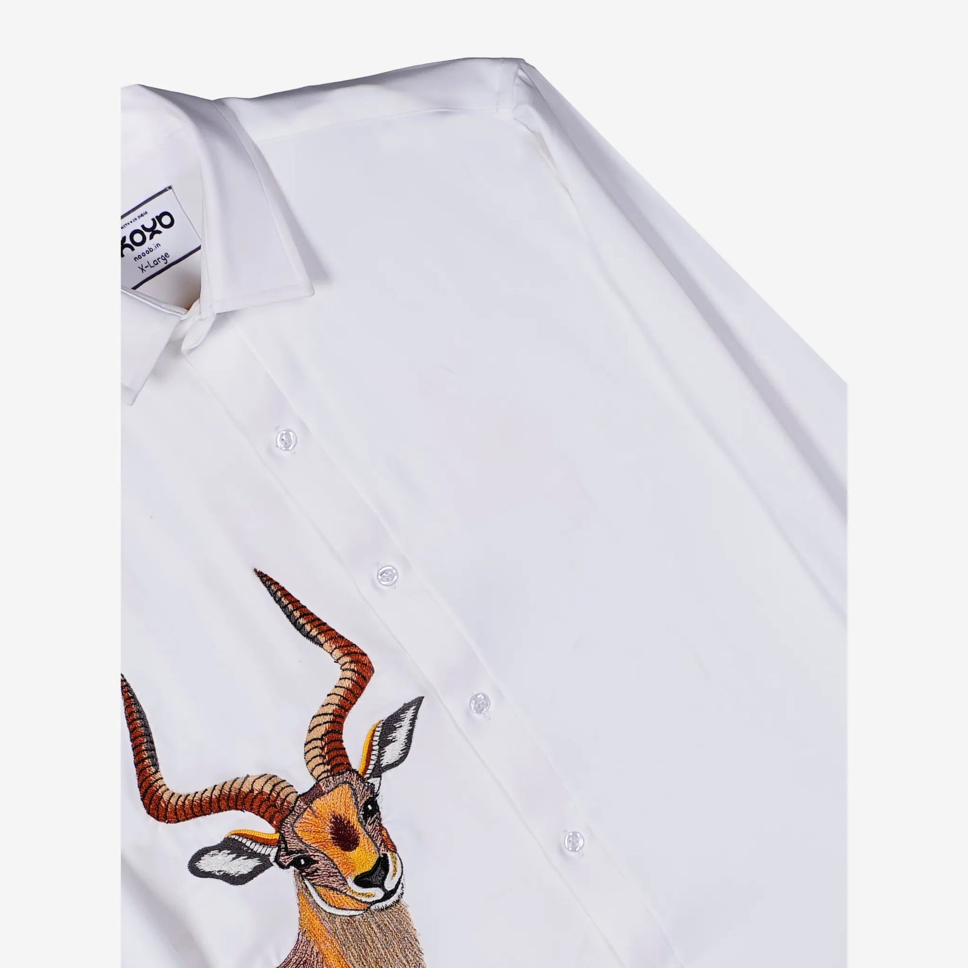 Golden Sentinel – Embroidered Antelope Shirt