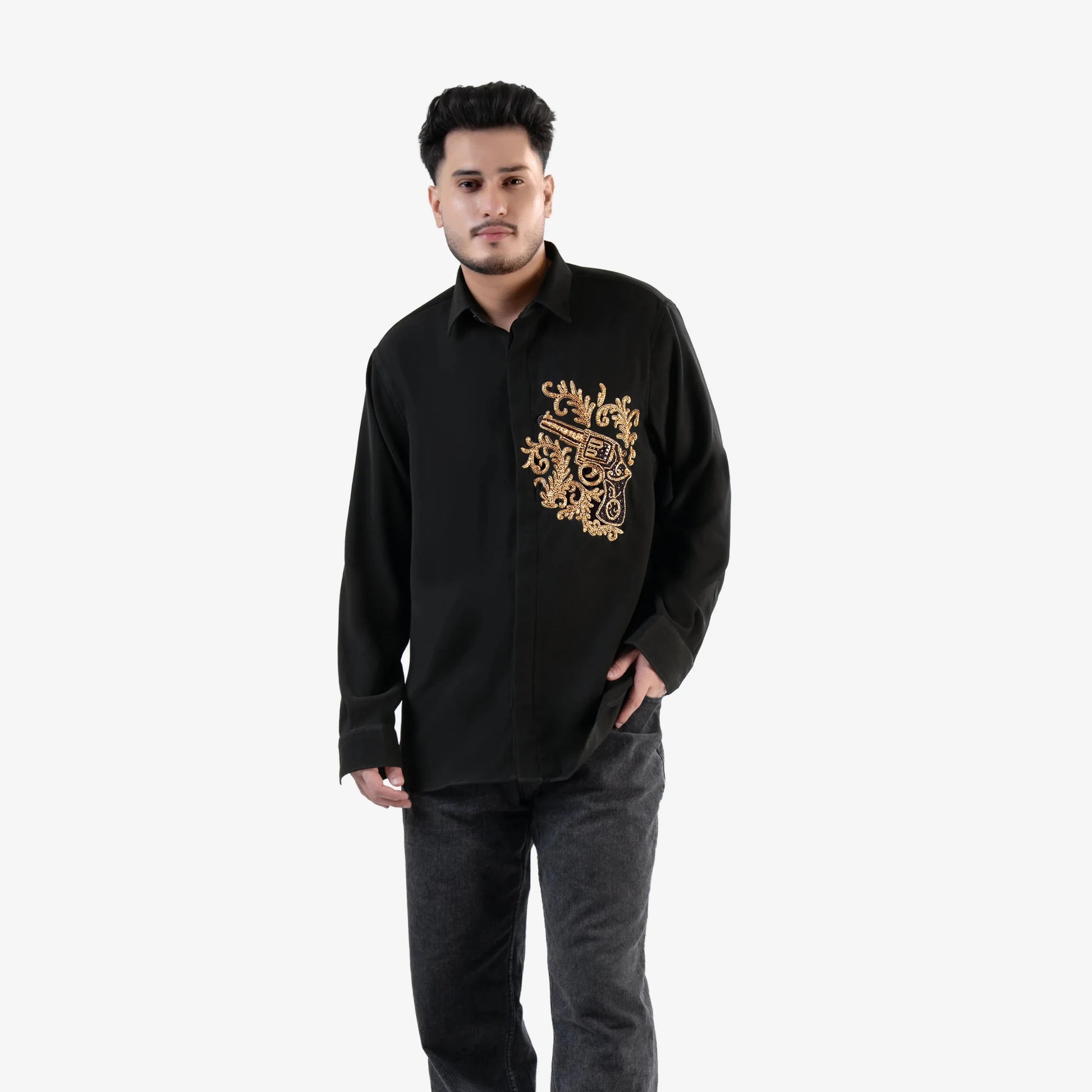 Golden Trigger – Gold Embroidered Shirt