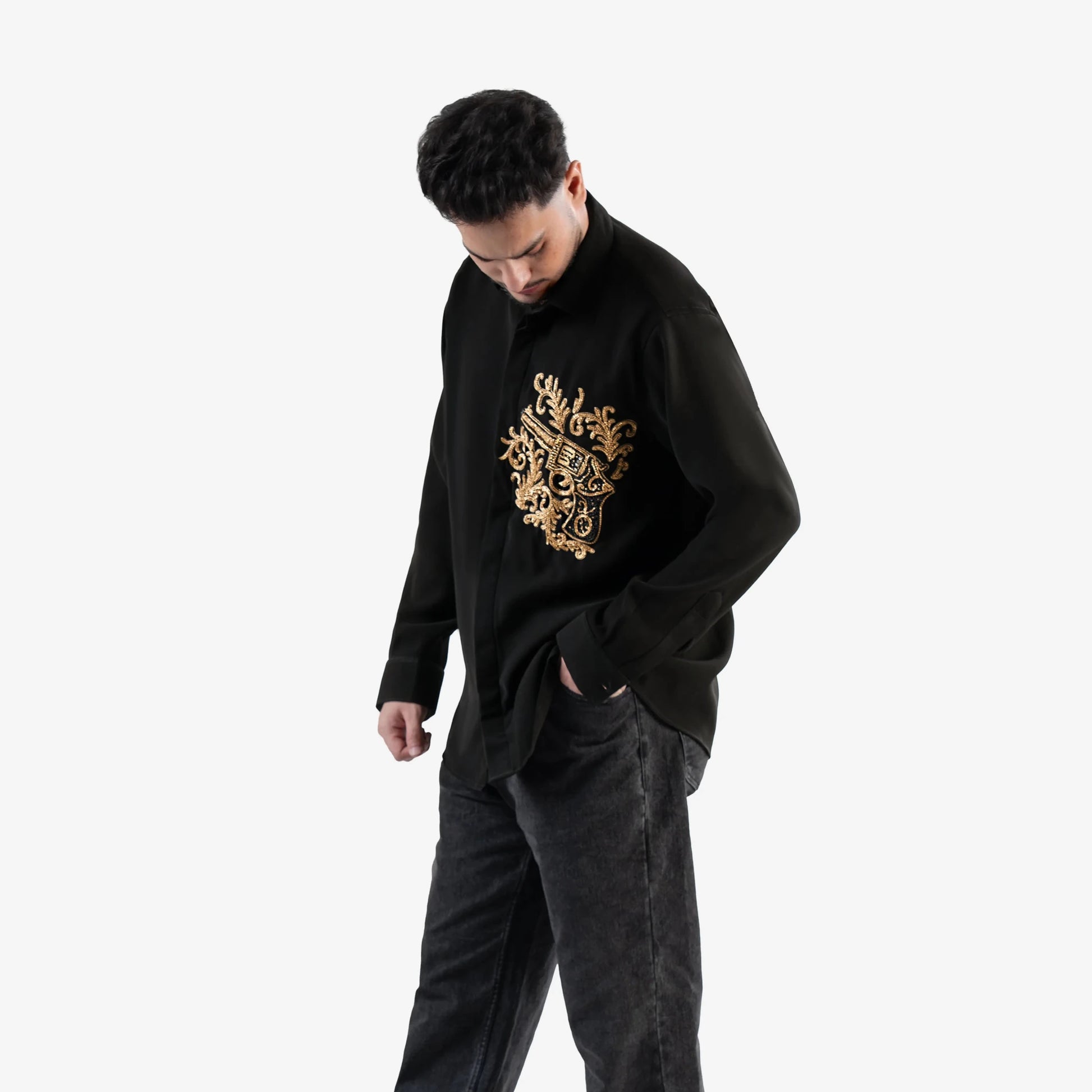 Golden Trigger – Gold Embroidered Shirt