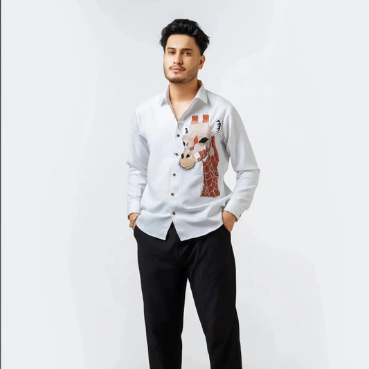Highground Giraffe Embroidered Shirt for Men