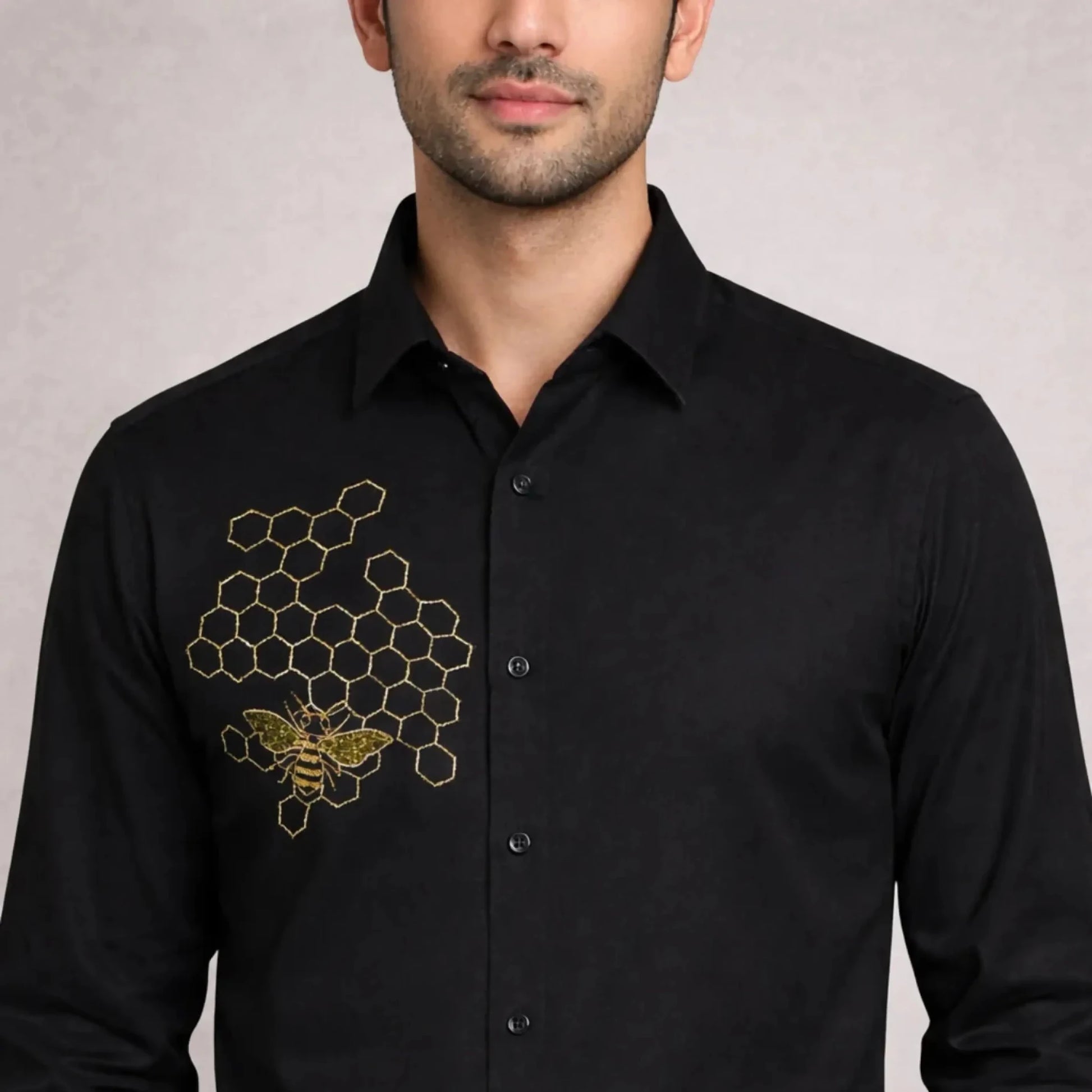 Hive Theory – Geometric Embroidered Shirt for Men