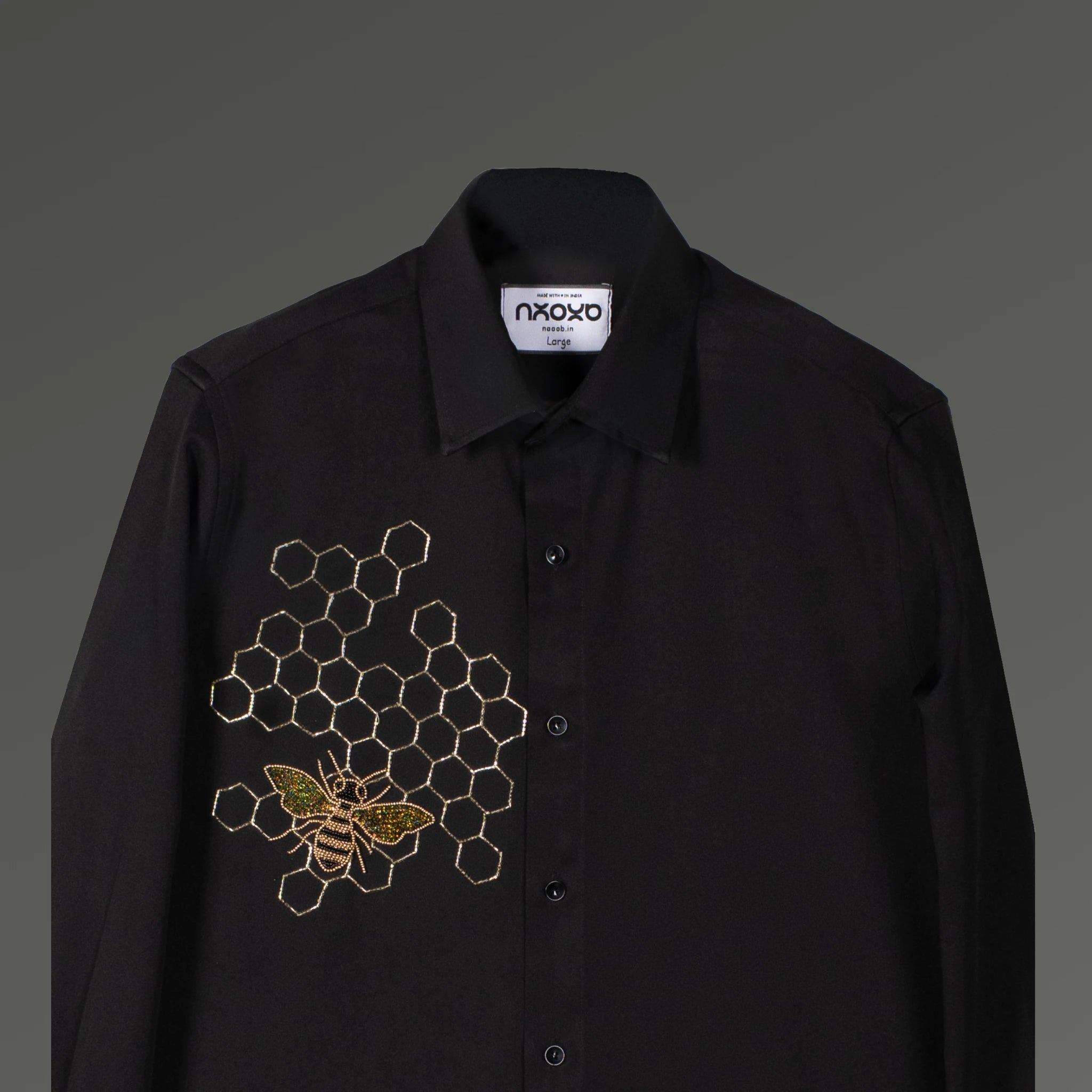 Honeycomb Embroidered Shirt for Men