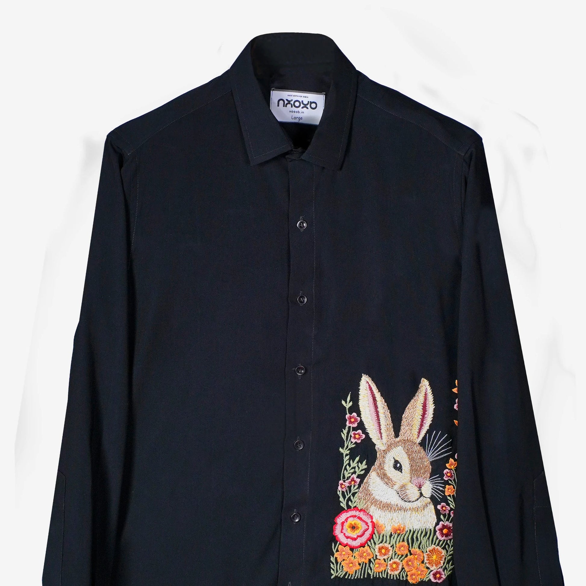 Midnight Burrow – Embroidered Rabbit Shirt