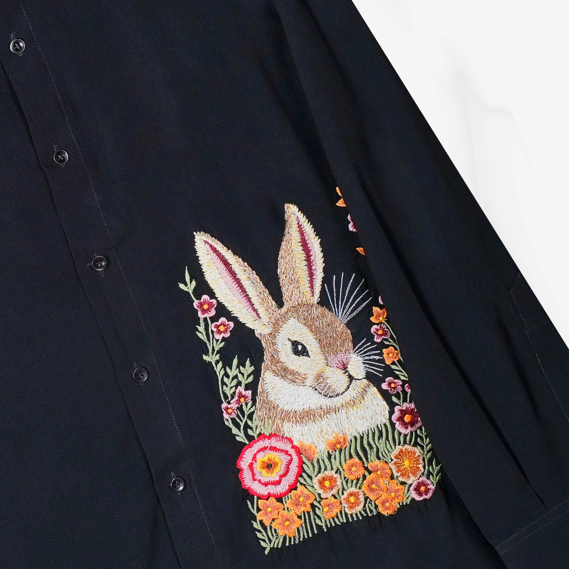 Midnight Burrow – Embroidered Rabbit Shirt