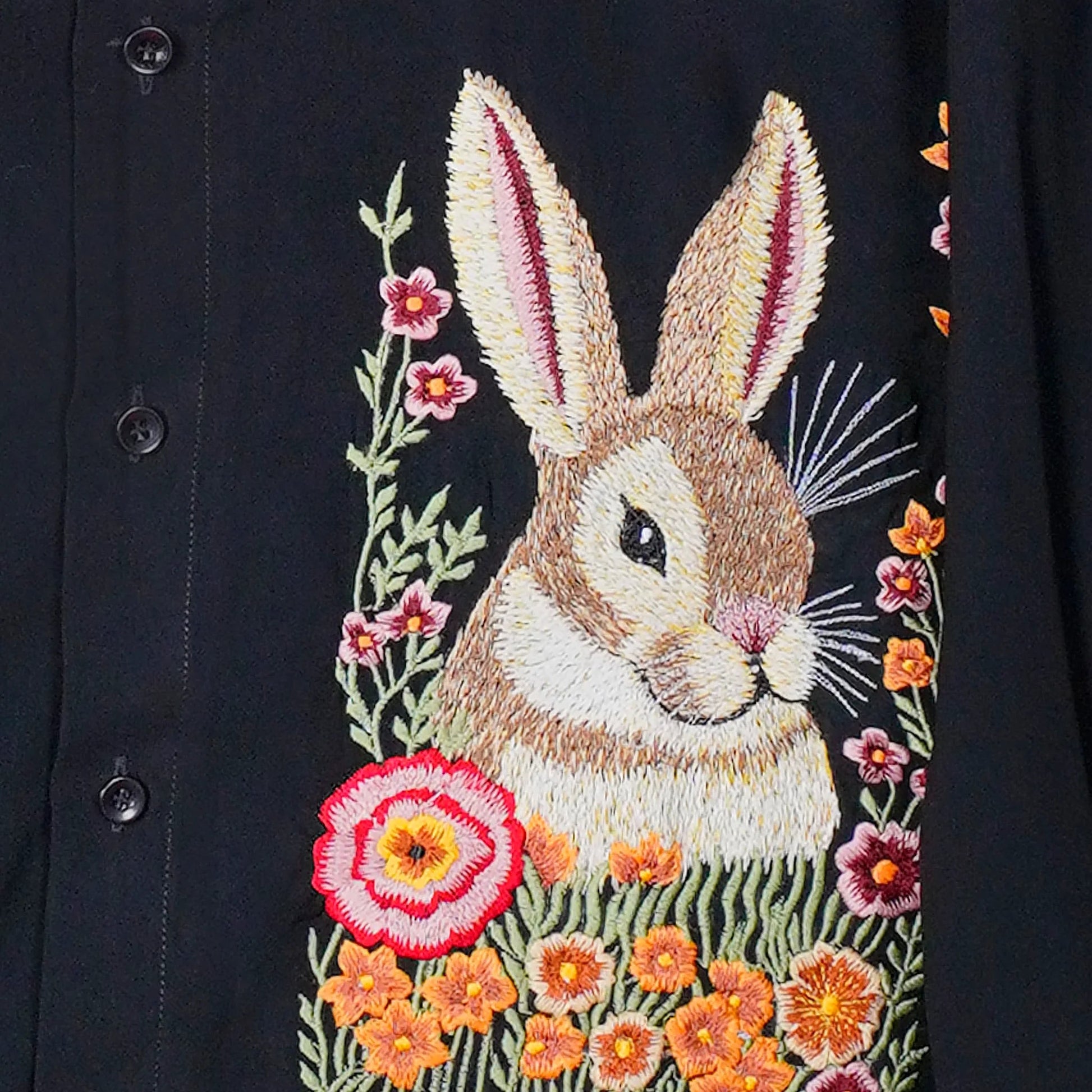Midnight Burrow – Embroidered Rabbit Shirt
