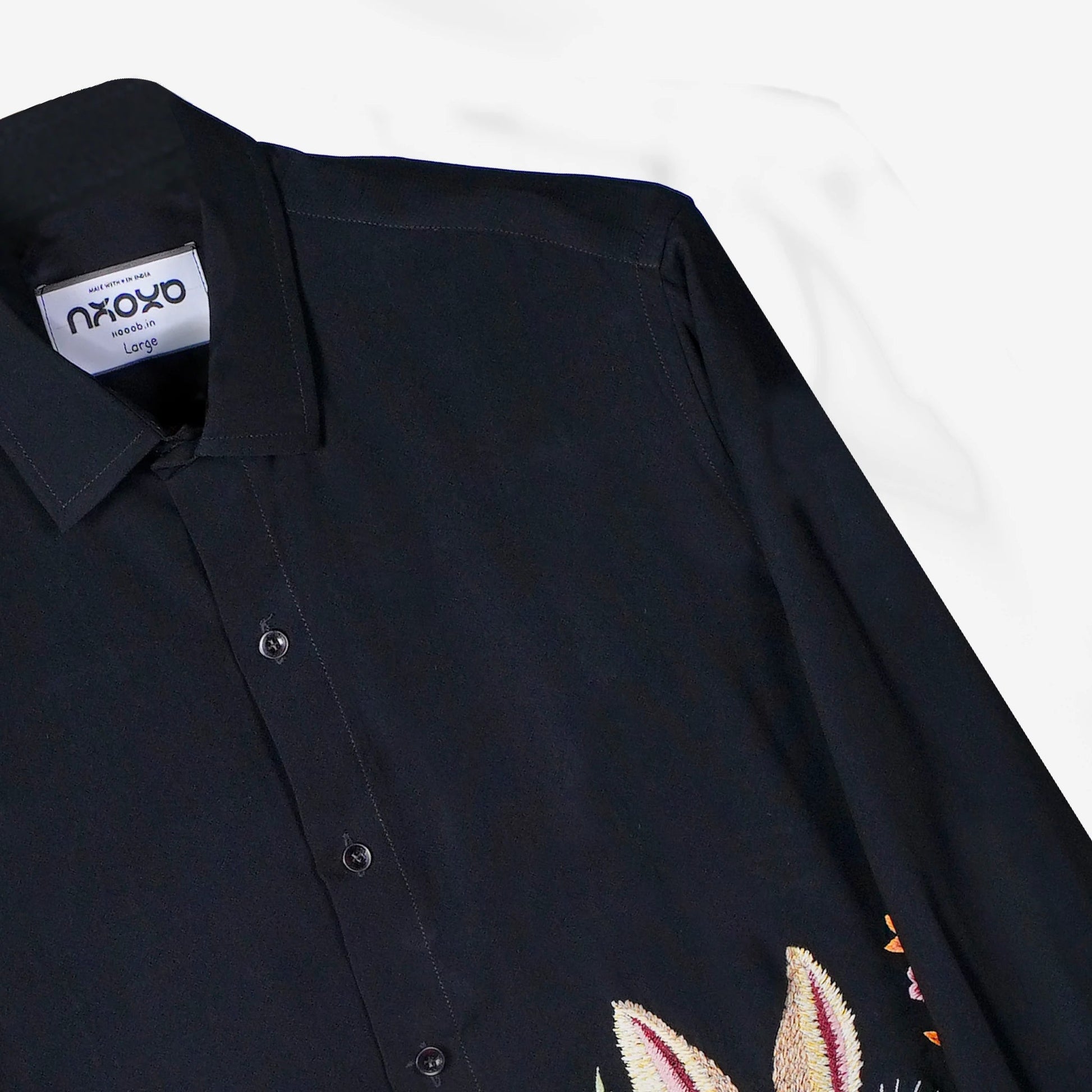 Midnight Burrow – Embroidered Rabbit Shirt