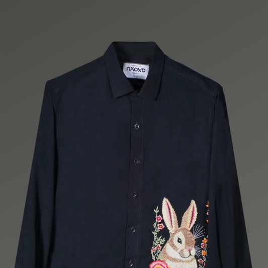 Midnight Burrow – Rabbit Embroidered Shirt