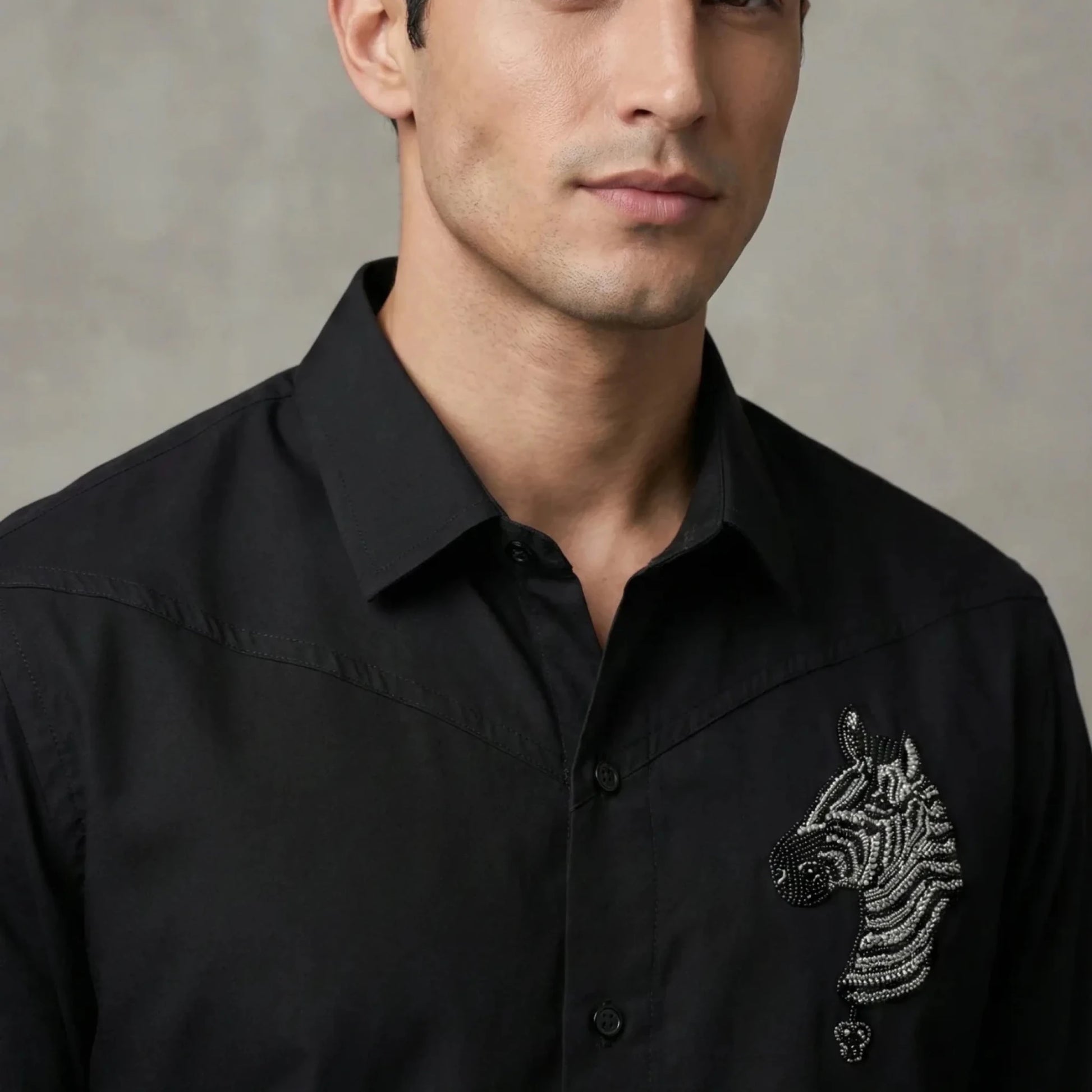 Noirstripe – Zebra Embroidered Shirt