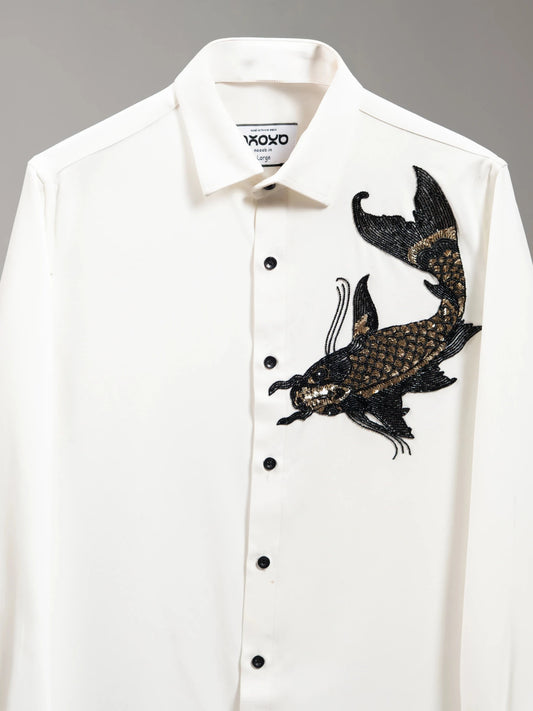 Obsidian Koi – Koi Embroidered Shirt