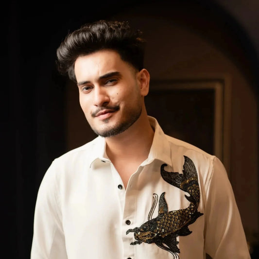 Obsidian Koi – Koi Embroidered White Shirt