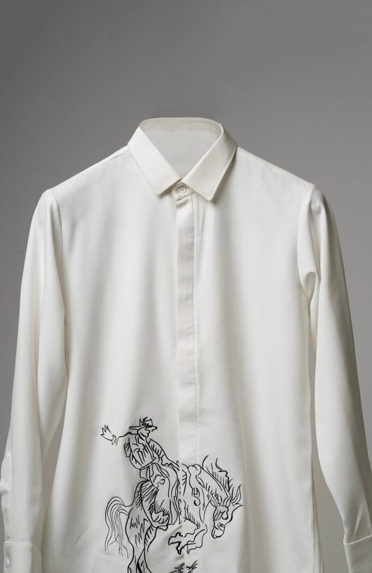Outlaw Sketch – Cowboy & Horse Embroidered Shirt