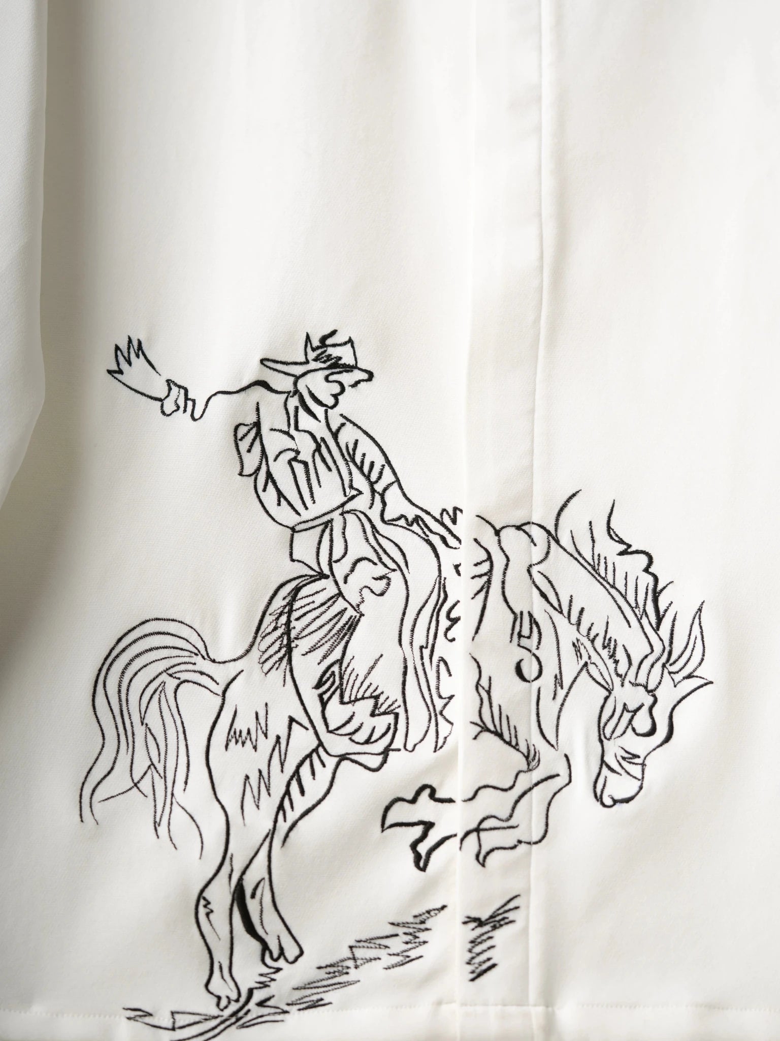 Cowboy & Horse Embroidered White Shirt