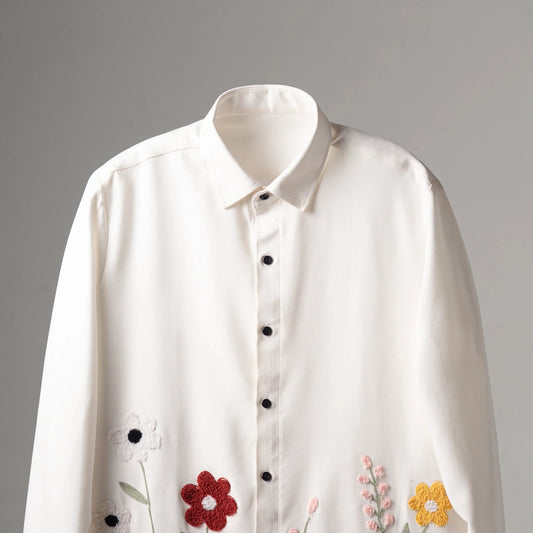 Petal Chase – Floral Embroidered Shirt