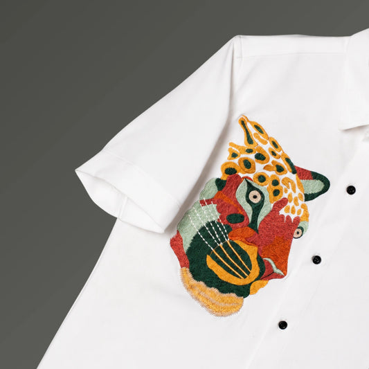 Primal Mosaic – Half Sleeves Embroidered Shirt for Men