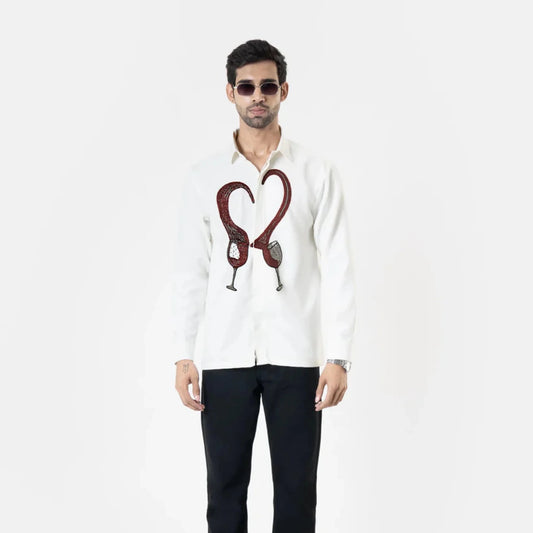 Red Rendezvous – Embroidered Shirt
