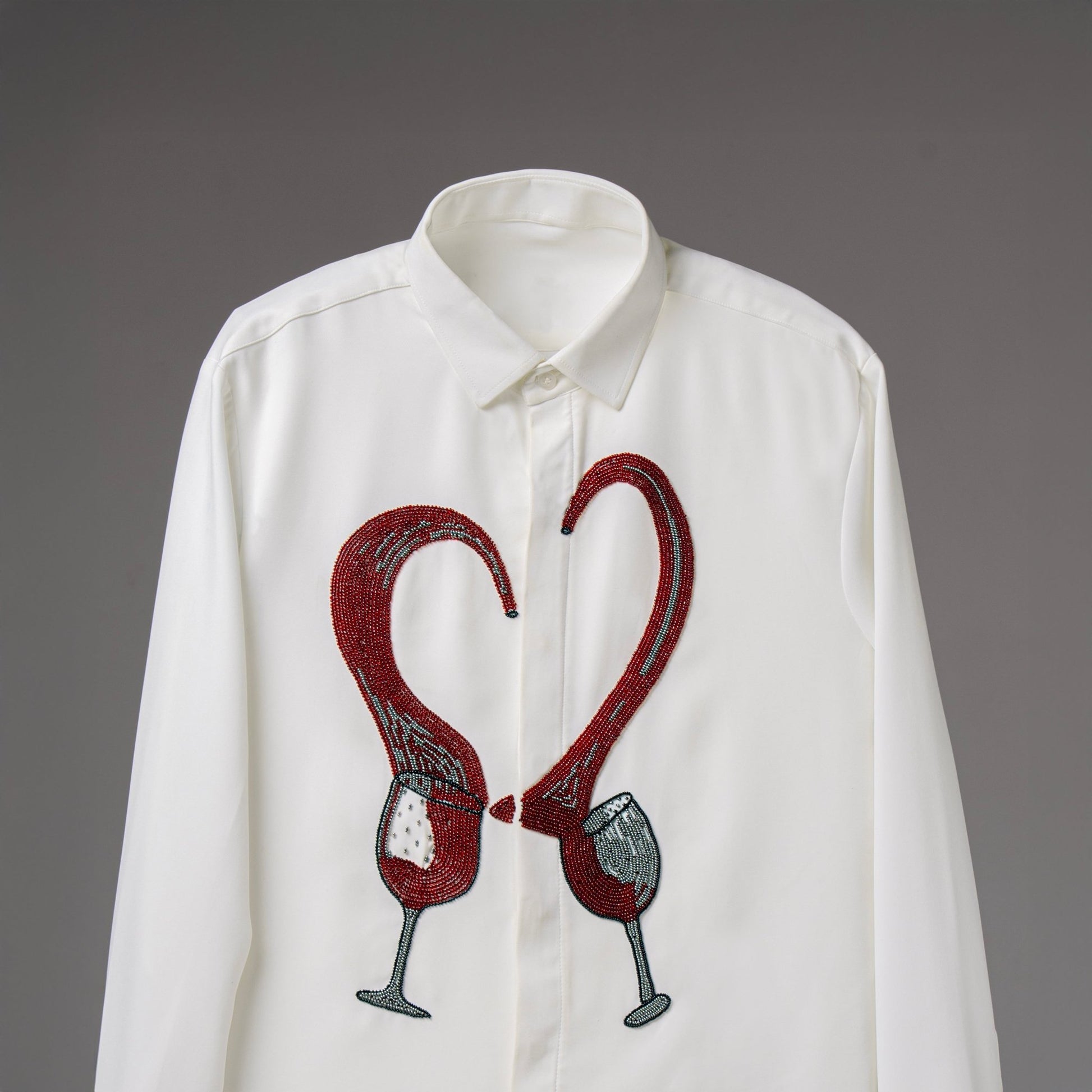 Red Rendezvous – Embroidered Shirt